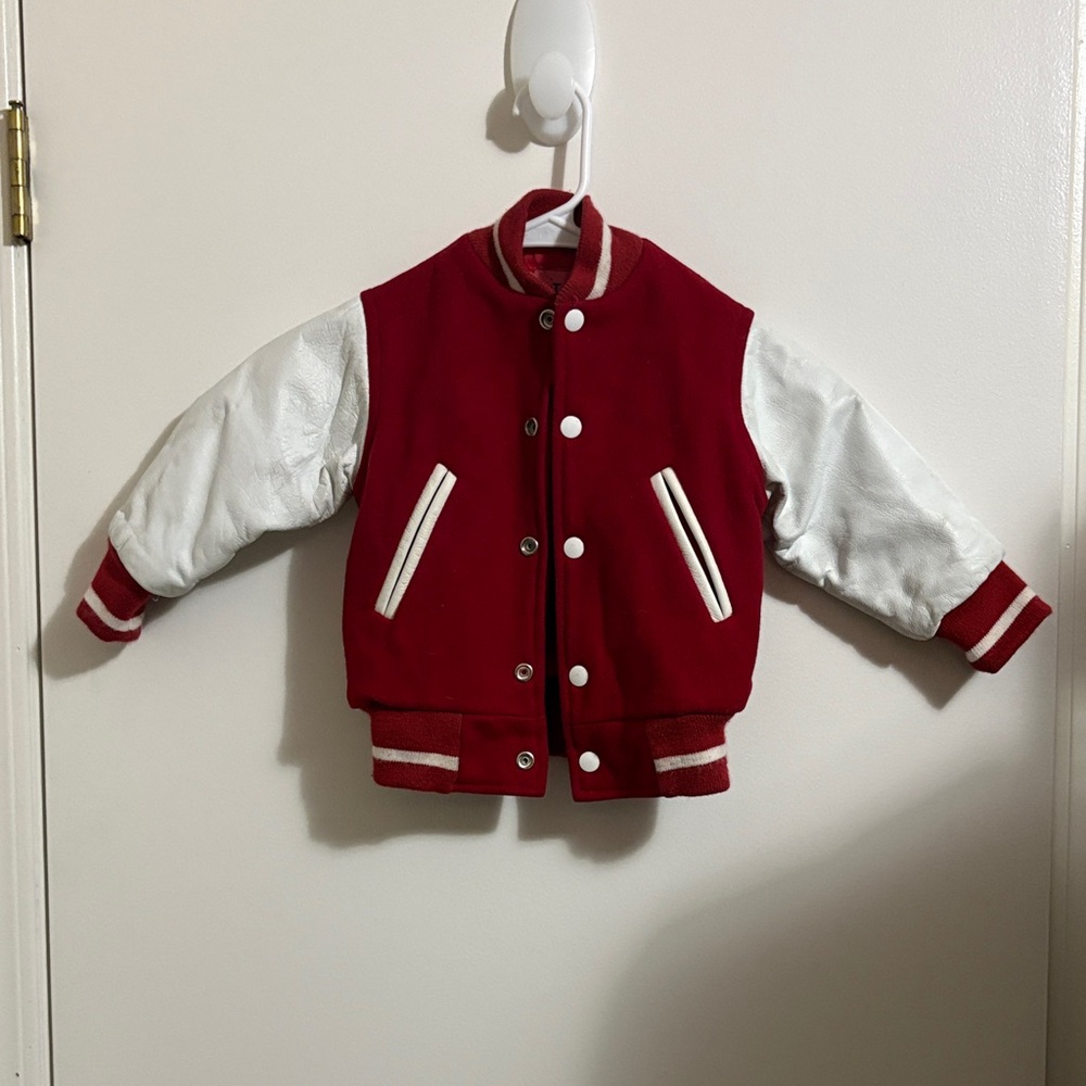 Classic Kids Varsity Jacket in Red and White